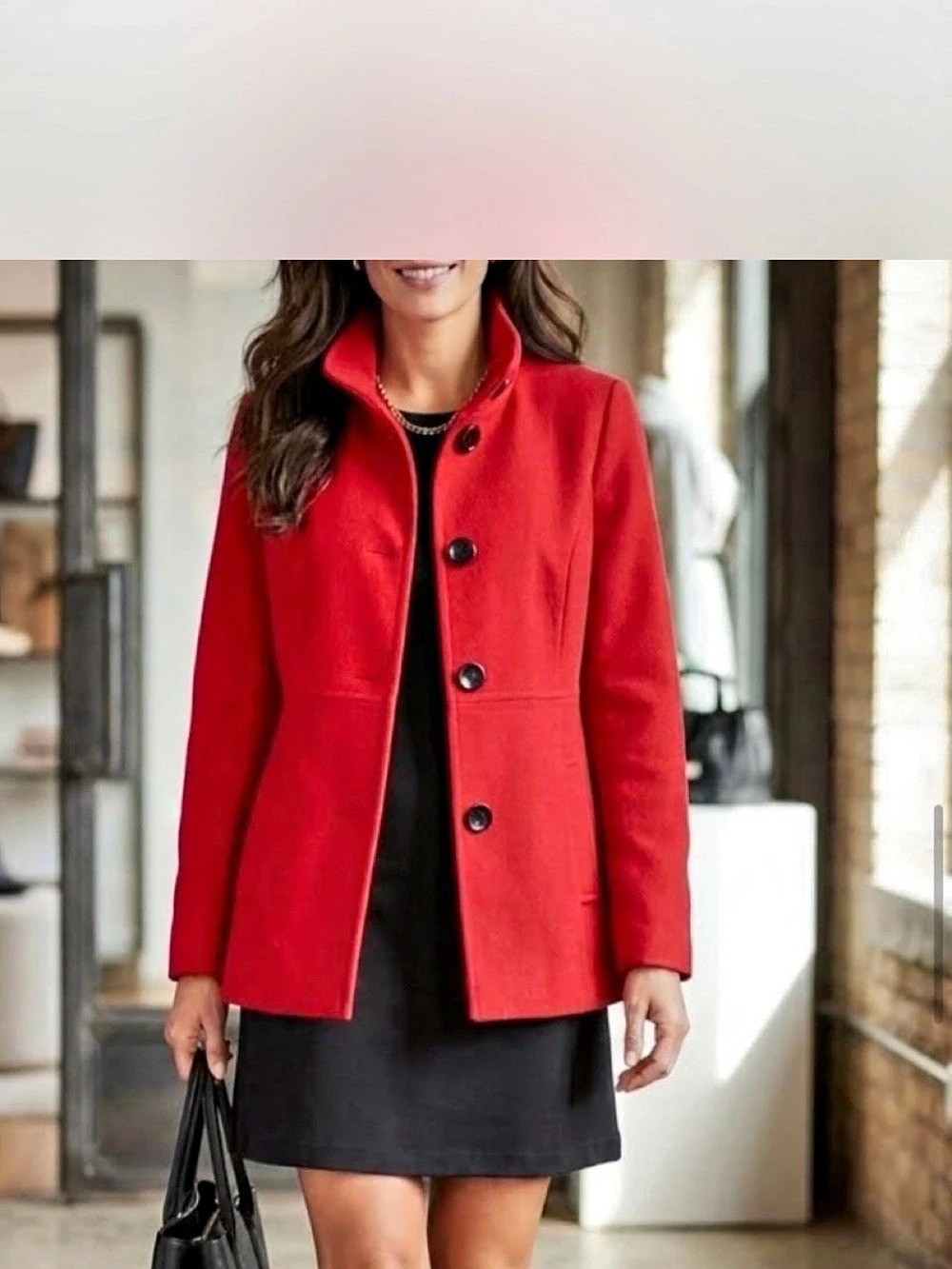 Old Navy Red Stand Collar Wool Blend Jacket Like New